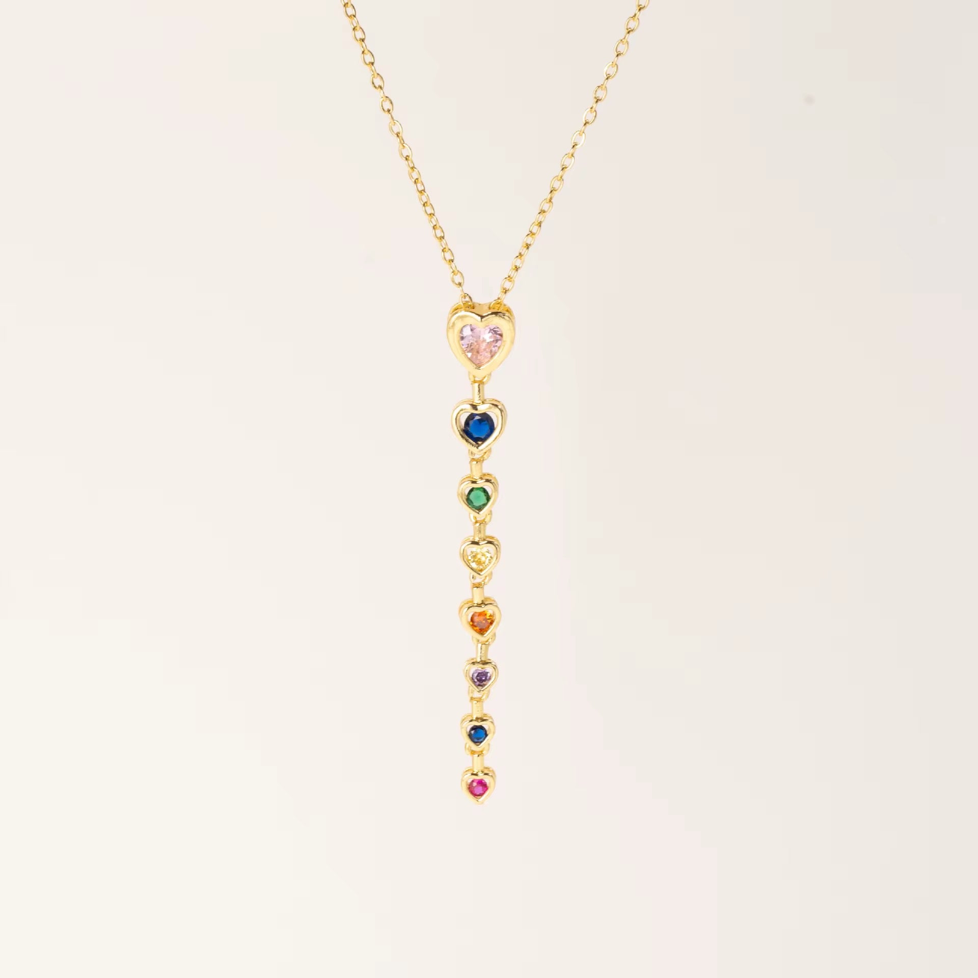 Colorful Zircon Heart Necklace