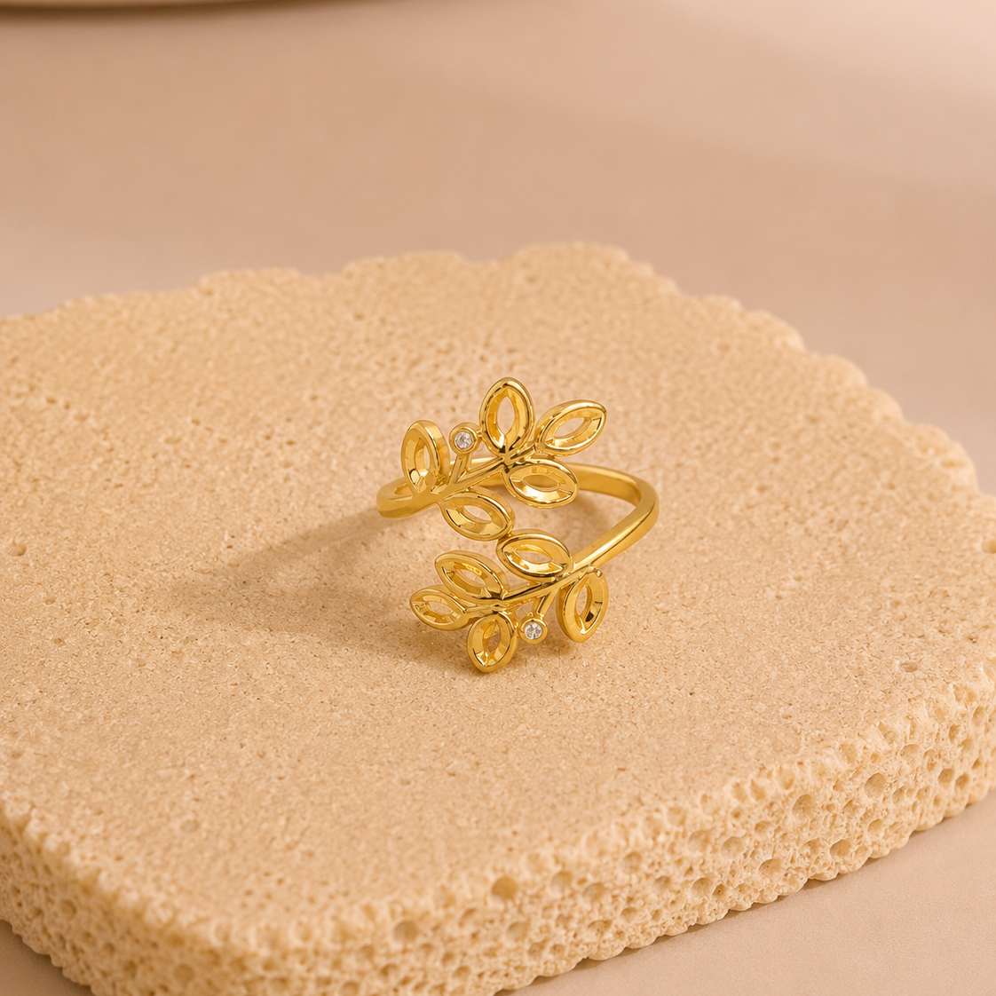Leaf Zircon Ring