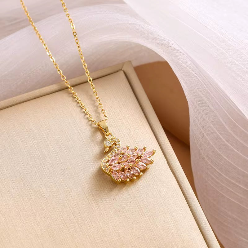 Pink Swan Necklace