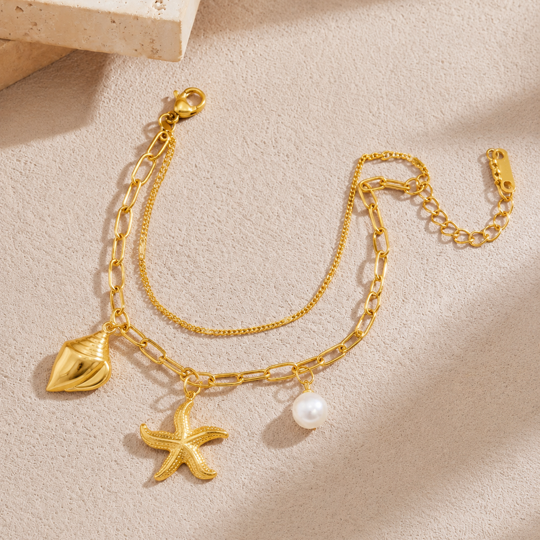 Seashell Pearl Starfish Bracelet