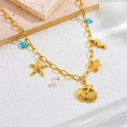 Charm Starfish Shell Pendant Necklace
