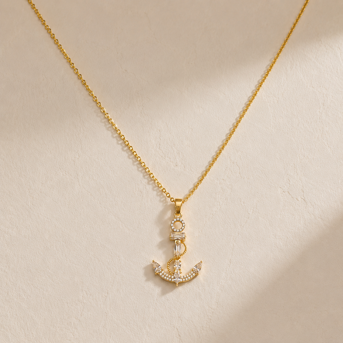 Boat Anchor Zircon Necklace