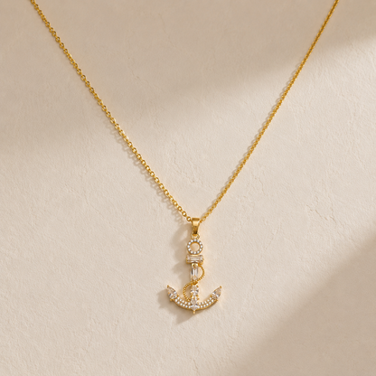 Boat Anchor Zircon Necklace