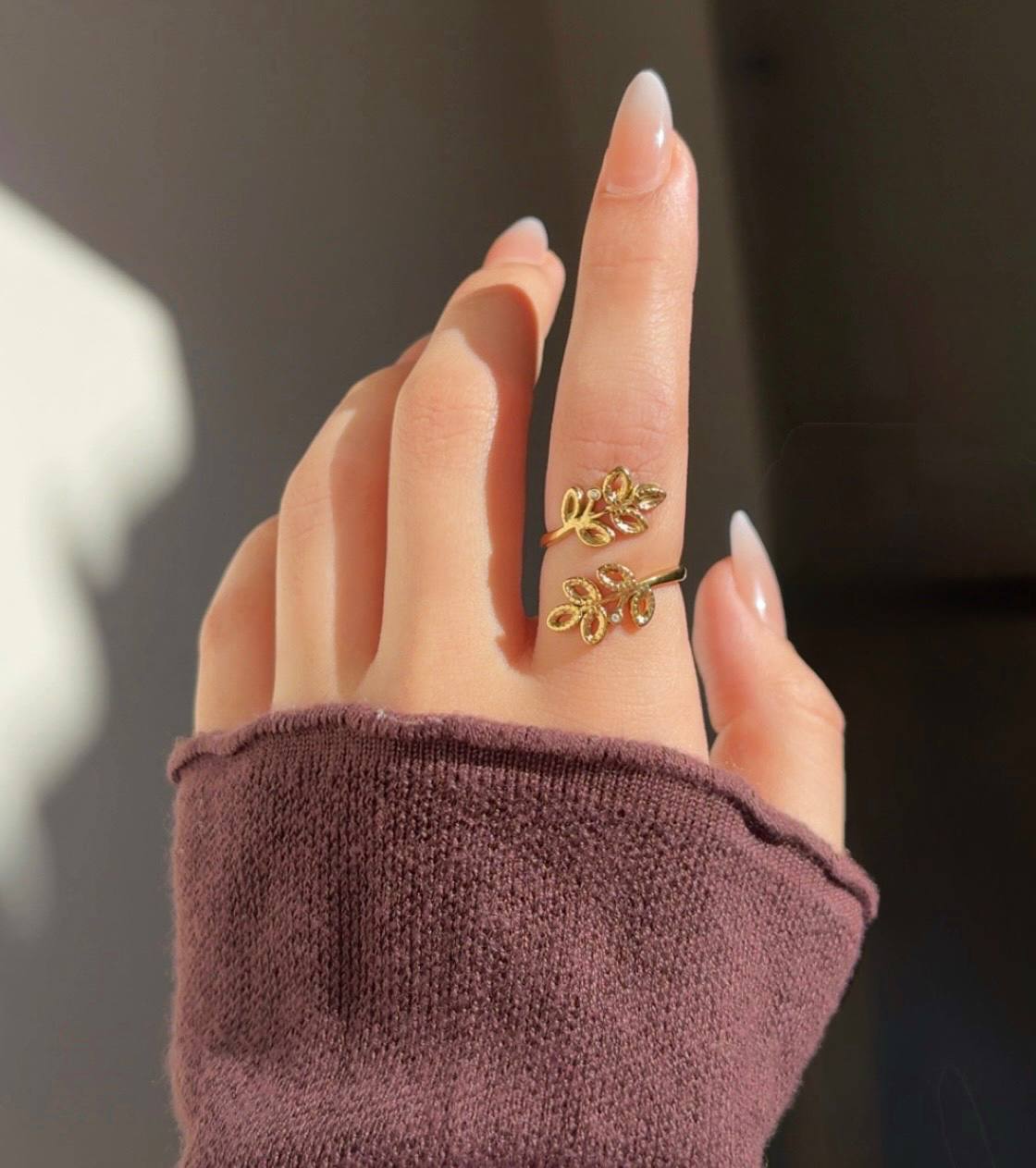 Leaf Zircon Ring