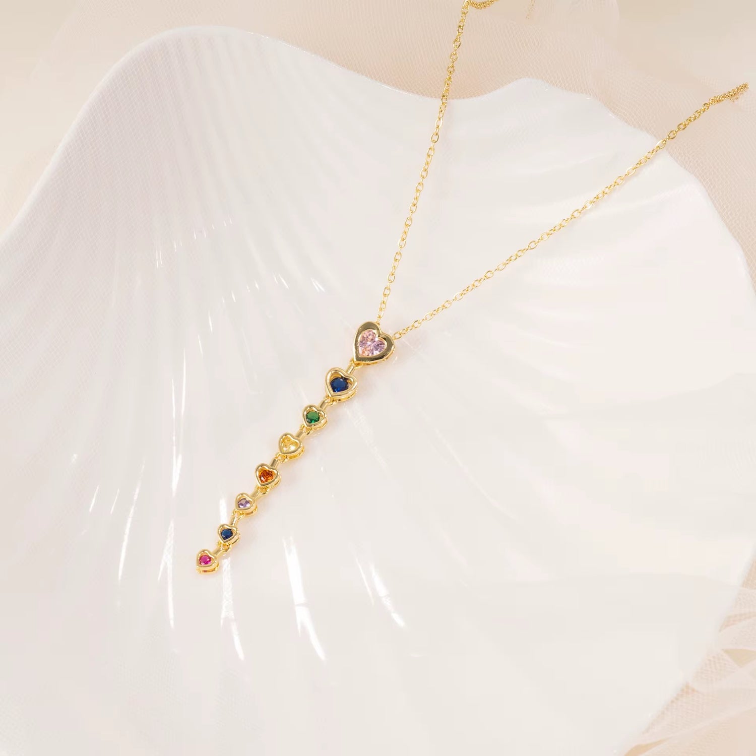 Colorful Zircon Heart Necklace