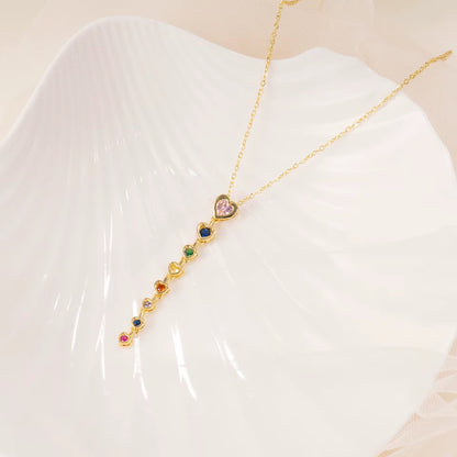 Colorful Zircon Heart Necklace