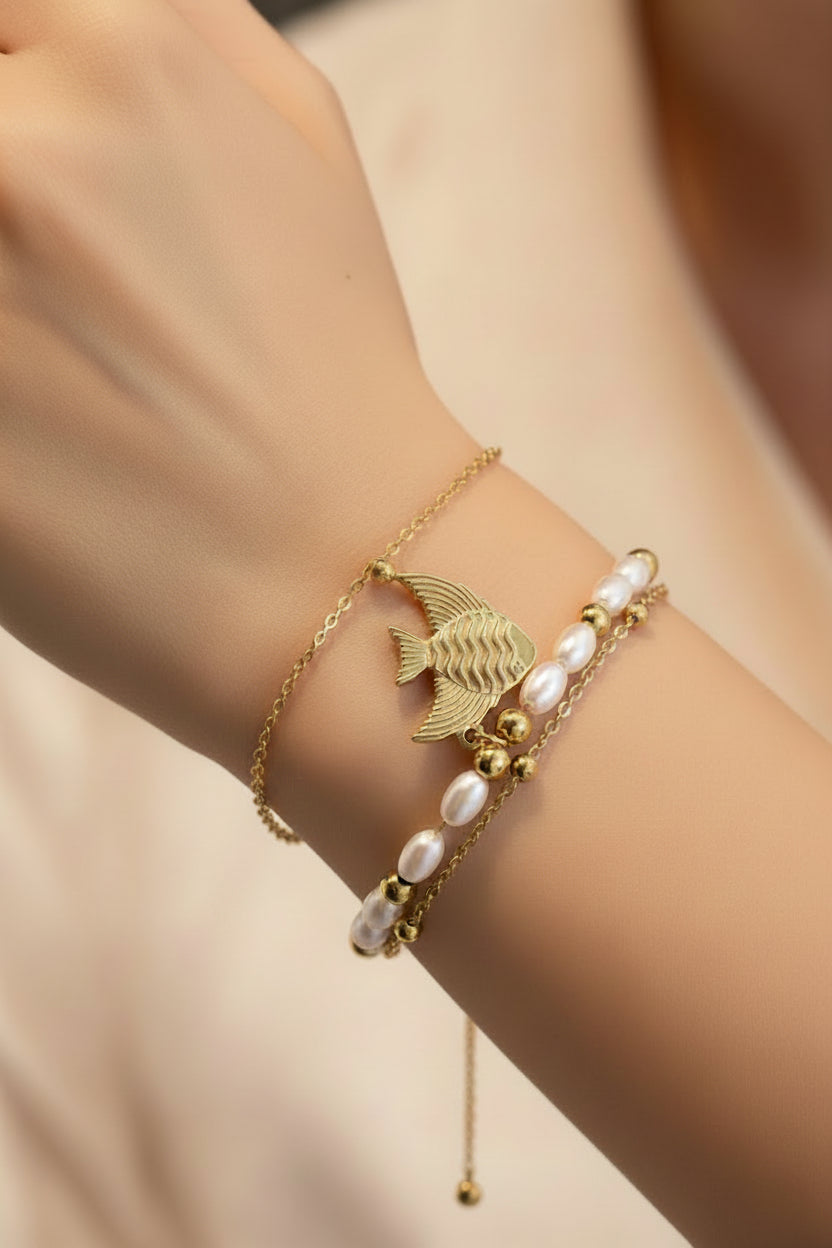 Fish Pearl Beaded Bracelet