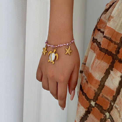 Turtle Starfish Scallop Pendant Bracelet