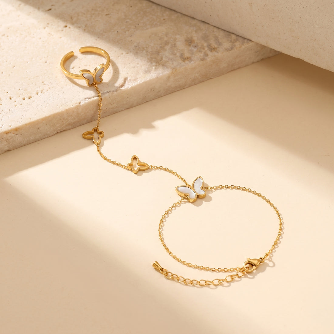 Butterfly Finger Ring Chain Bracelet
