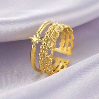 Triple Layer Star Open Ring