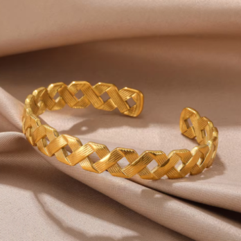 Golden Lattice Cuff Bracelet