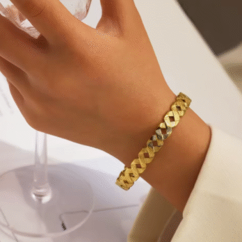 Golden Lattice Cuff Bracelet