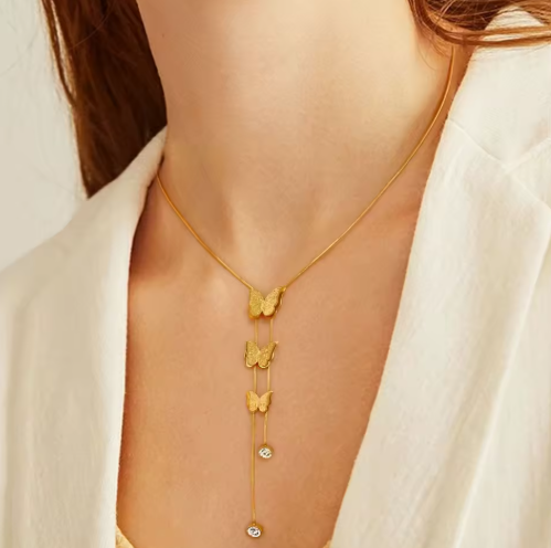 Gold Butterfly Necklace - Image 2