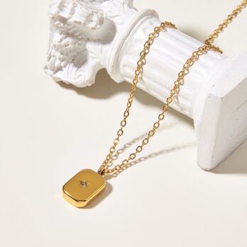 Solid Square North Star Pendant Necklace