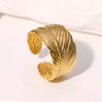 Golden Feather Cuff Ring