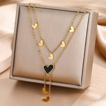 Double Layer Heart Pendant Necklaces