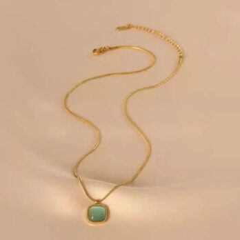 Light green stone gold color necklace