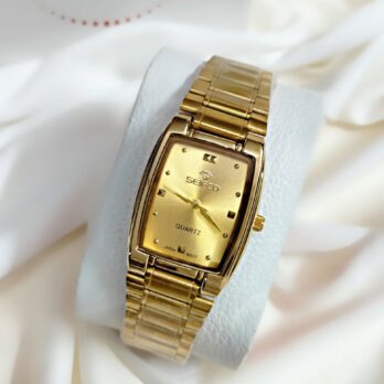 Seifco Gold-Tone Rectangular Quartz Watch