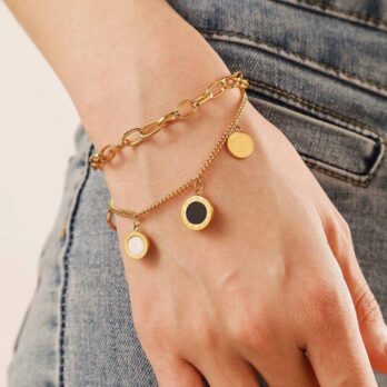 Round Charm Layered Bracelet