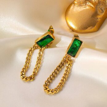 Emerald Green Stone Earrings