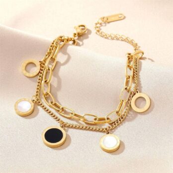 Round Charm Layered Bracelet