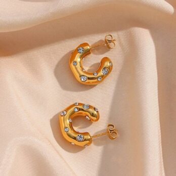 C Shaped Zircon Earrings