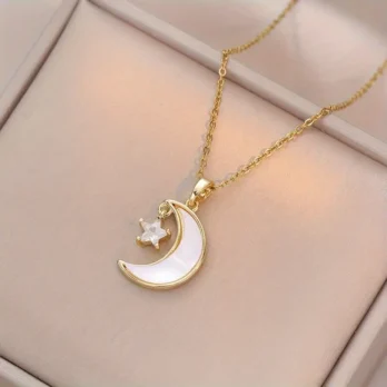 Crescent With Star Necklace