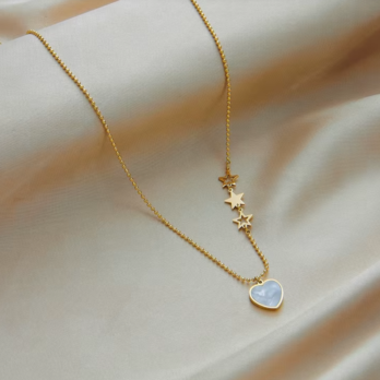 Heart White Stone Pendant Necklace