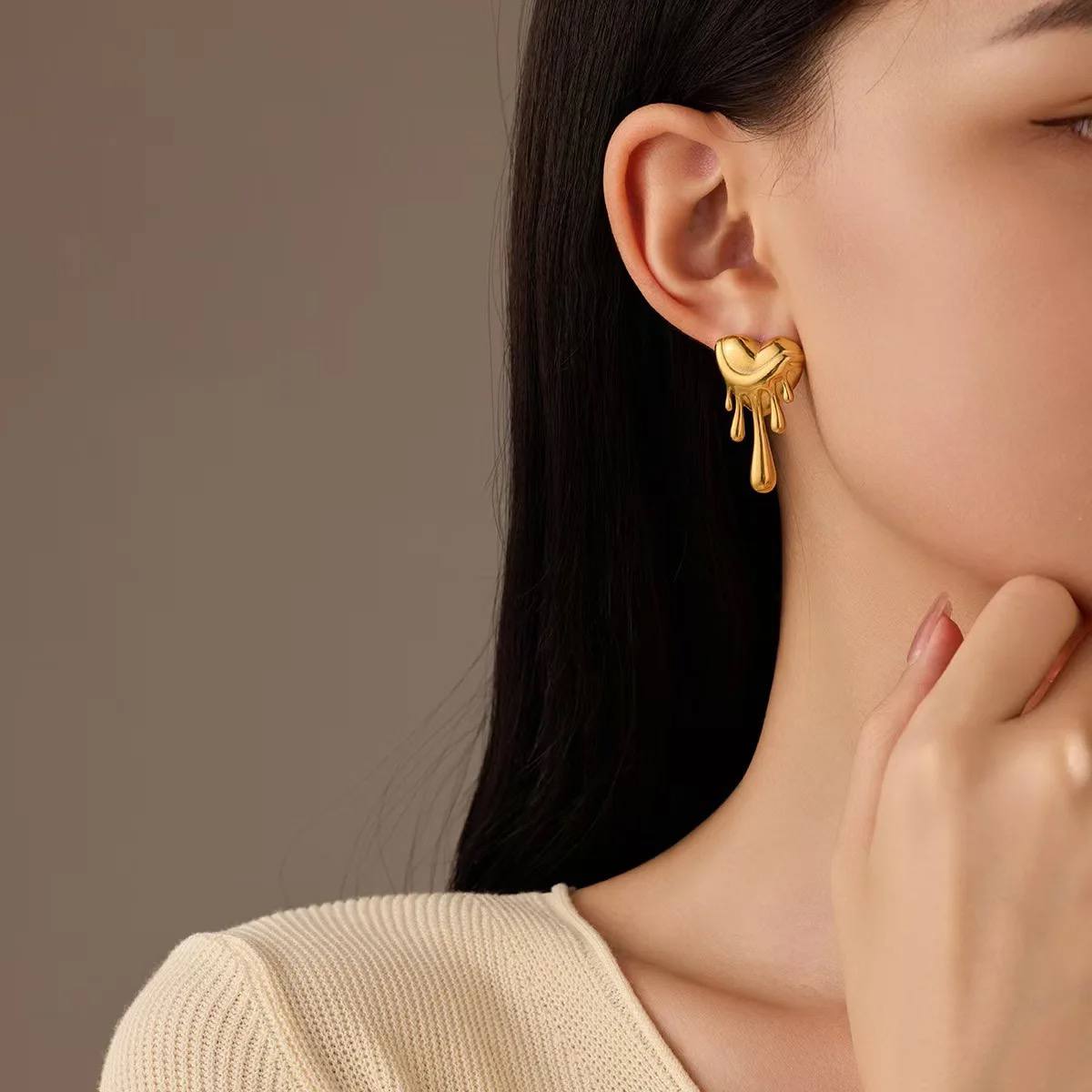 Heart-Shaped Stud Earrings - Image 2