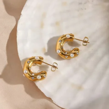 Pearl Zircon Chunky Earrings