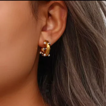 Pearl Zircon Chunky Earrings