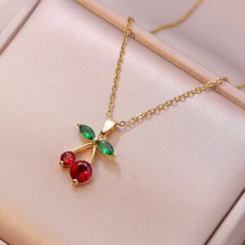 Cherry Zircon Pendant Necklace