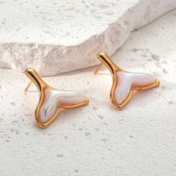 White Shell Mermaid Tail Earrings
