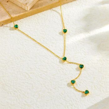 Y-shaped green zirconium necklace