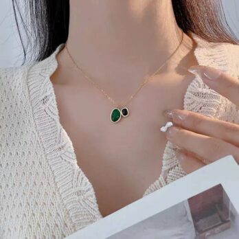 Green and Black Onyx Stone Necklace
