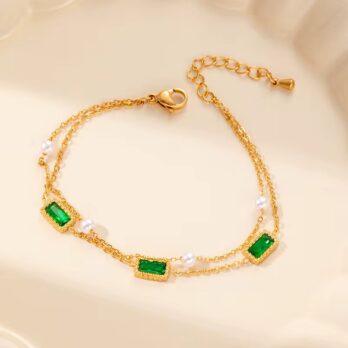 Green Diamond Square Bracelet