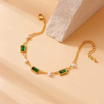 Green Diamond Square Bracelet