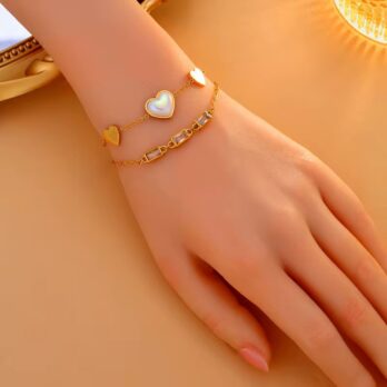 Double Layer Pearl Heart Bracelet