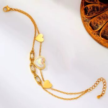 Double Layer Pearl Heart Bracelet