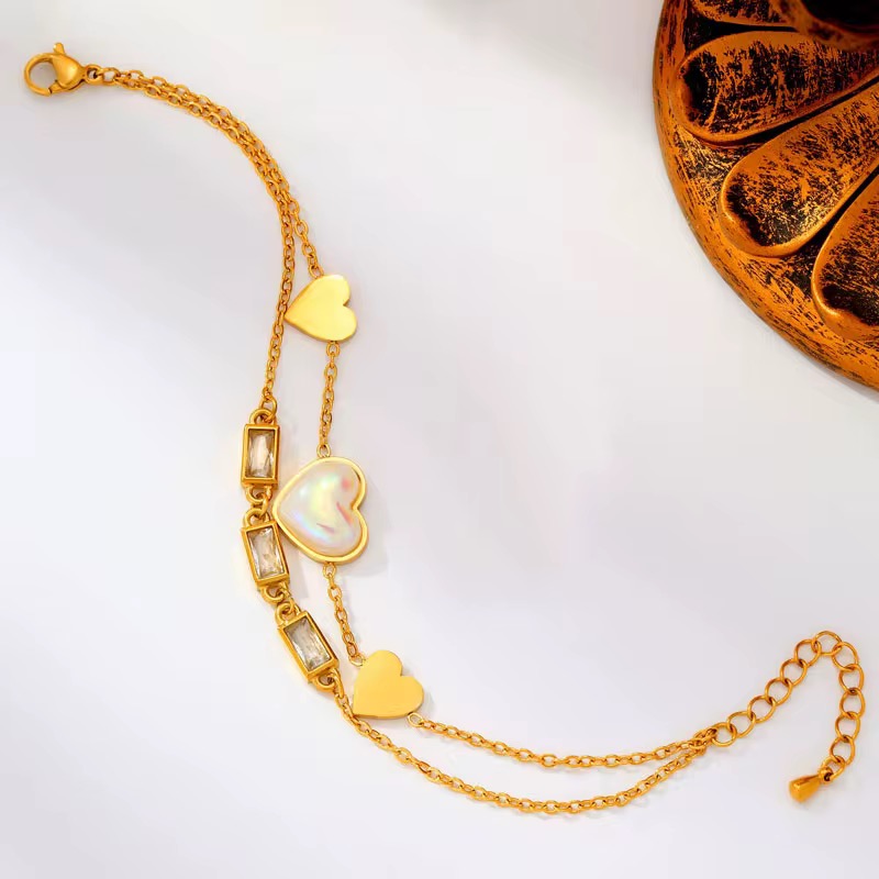 Double Layer Pearl Heart Bracelet