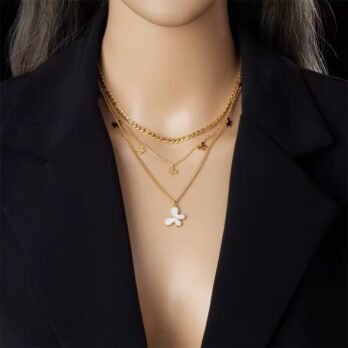 Three Layers Shell Butterfly Necklace