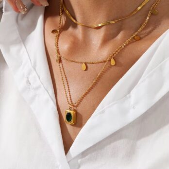 Three Layers Water Drop Clavicle Necklace