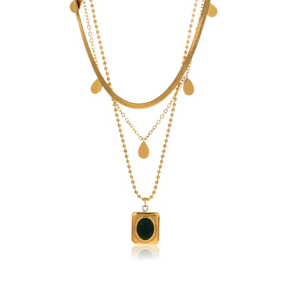 Three Layers Water Drop Clavicle Necklace - Image 3