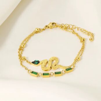 Green Zircon Snake Bracelet
