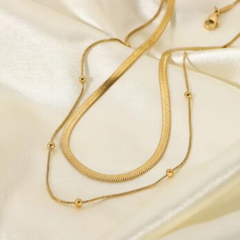 Double Layers Beads Snake Necklace