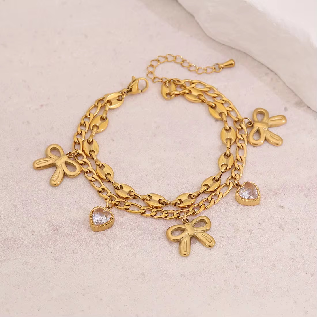 Double Layers Bow Bracelet