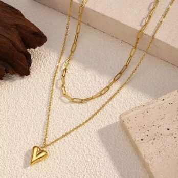 Double Layer Heart Charm Necklace