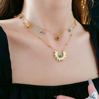 Double Layers Beads Copper Necklace