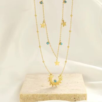 Double Layers Beads Copper Necklace