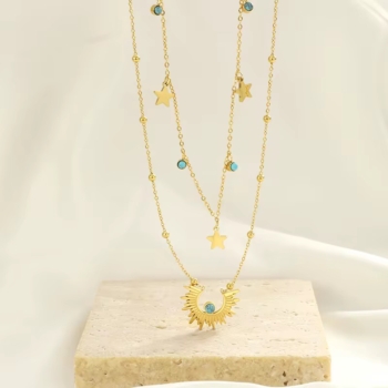 Double Layers Beads Copper Necklace